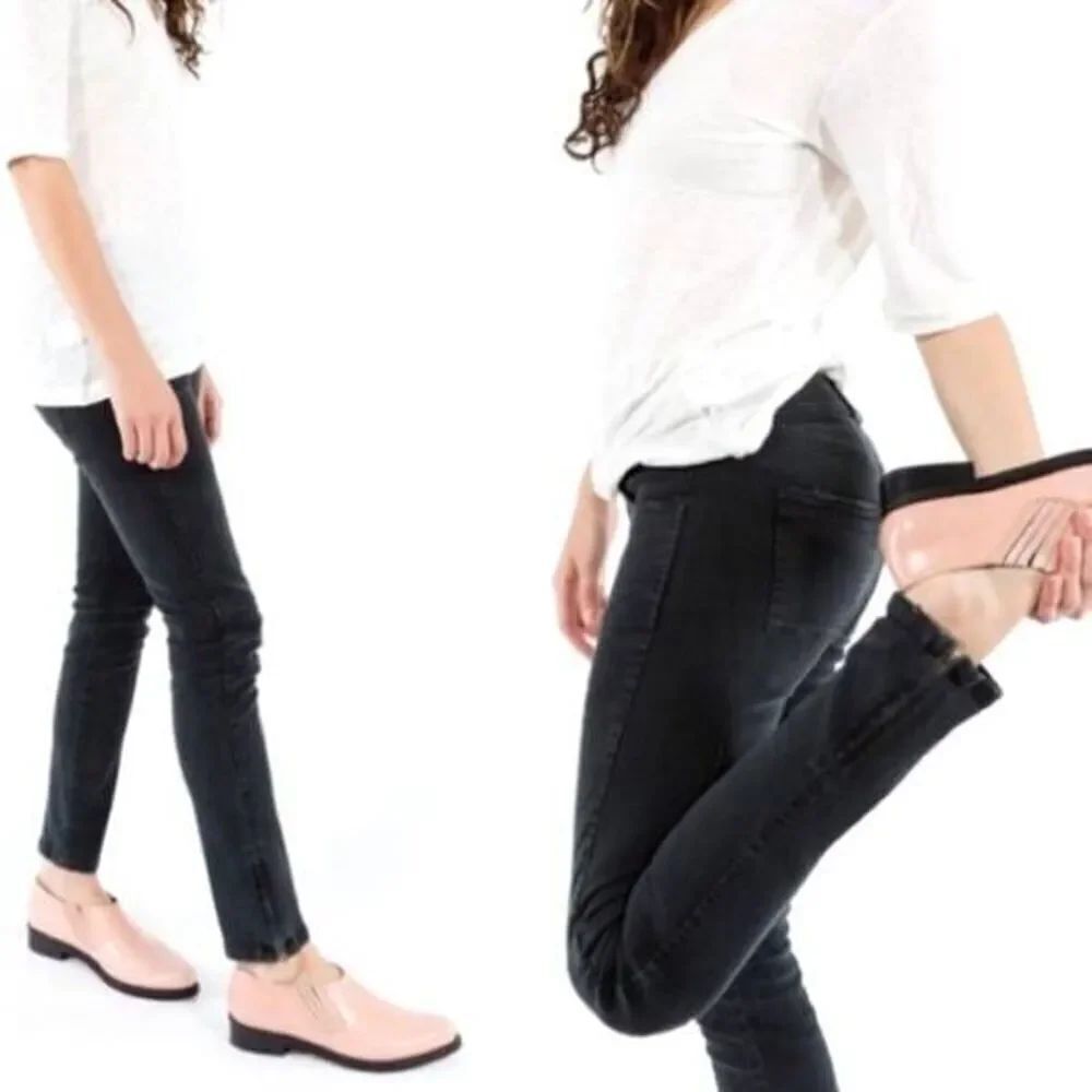 Emerson Fry Black Mick Distressed Moto Style Jeans in Size 0